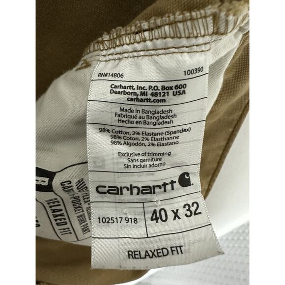 Carhartt Mens Relaxed Fit Rugged Flex Brown Khaki Work Pants size 40x32(30) EUC - Picture 4 of 7
